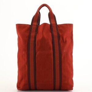 Hermès Fourre-Tout RED Vertical Canvas Tote Bag